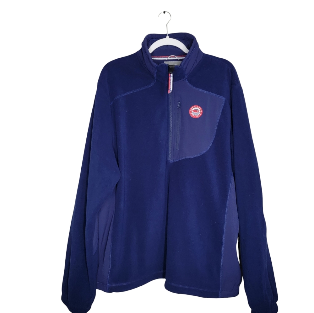 CHRIS CRAFT 1/4 Zip Blue Fleece Jacket Coat Sewn